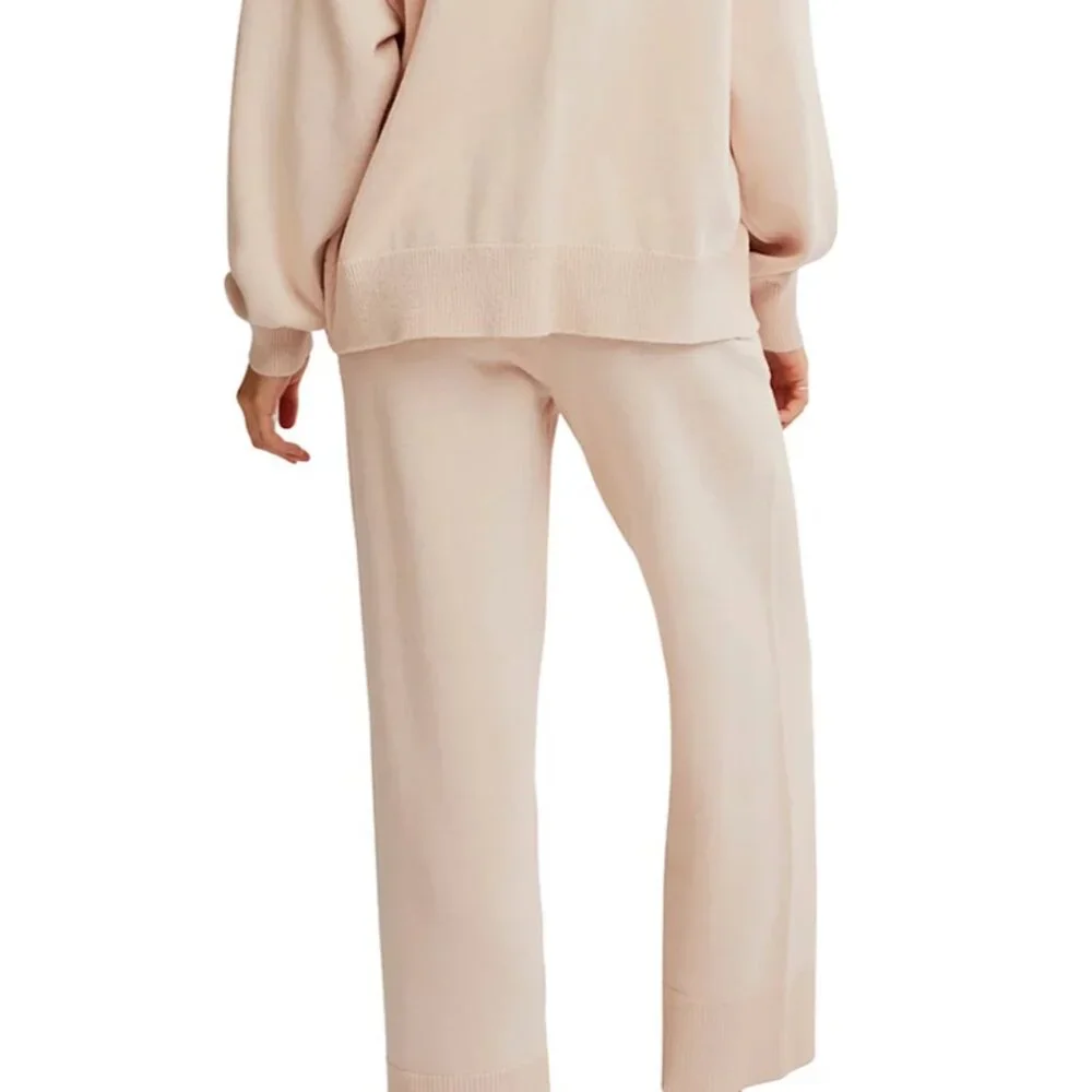 FREE PEOPLE Beach Solar Sweater Cardigan & Pants in Beige Size LARGE - Picture 4 of 5